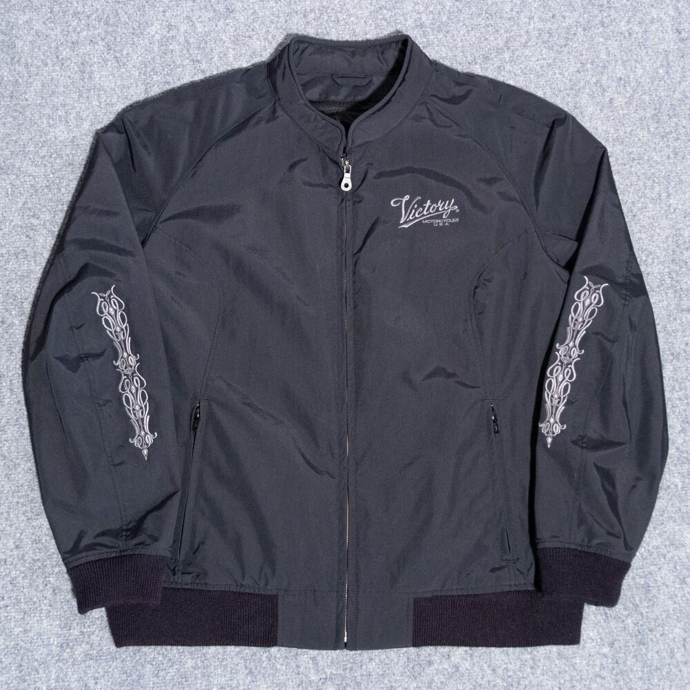 Victory Motorcycles Women's Bomber Nylon Riding Jacket XL Black Embroidered